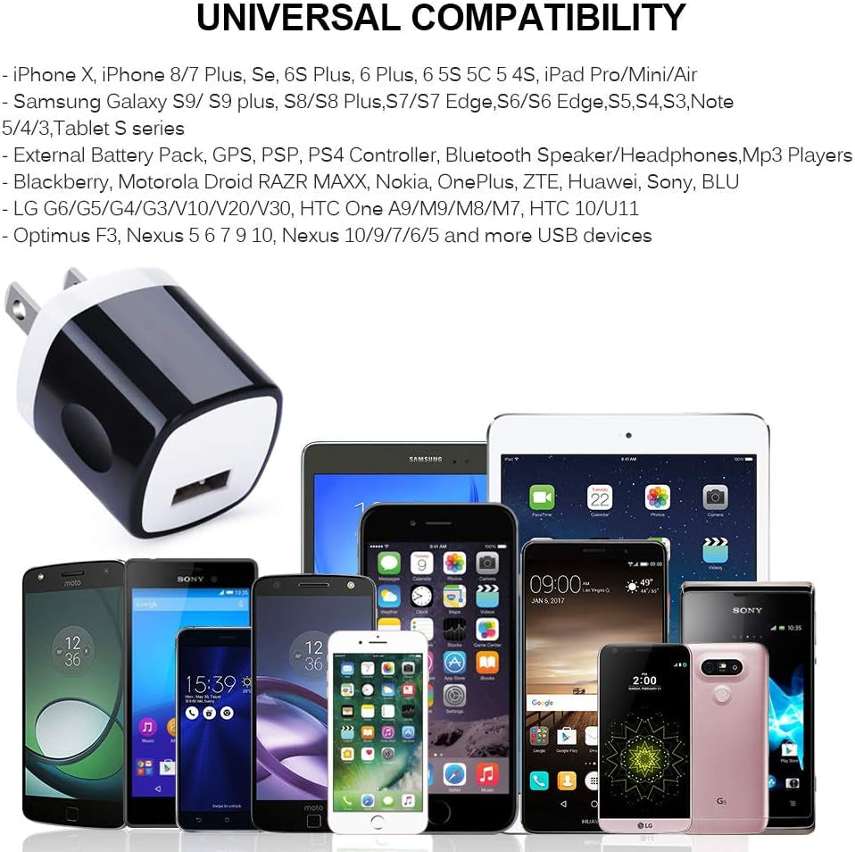 Wall Adapter, USB Wall Charger 6 Pack, 1A 5V Single Port USB Plug Power Adapter Compatible Iphone 14 plus 13 12 11 Xs XR X 8, Samsung Galaxy S22 Ultra S22+ S22 A21 S10E S9 Note 20,Google Pixel 6