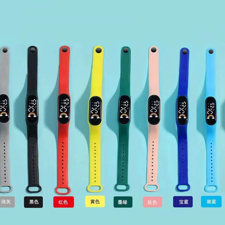 Children Multicolor Watch Led Digital Wrist Watches For Boy Girl Outdoor Sport Watch Display Week Life Waterproof Watches