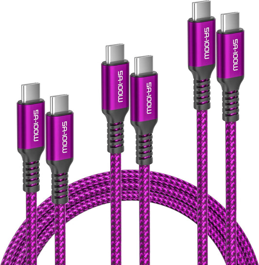Iphone 16 Pro Max Charging Cable 3.3/6.6/10FT 3Pack,100W USB C to USBC Charger Cord for Car Iphone 16 15 Plus,Macbook Mac,Airpods 4,Ipad Air 5 Mini 6,Samsung Galaxy S25 S24 S23 Ultra Type C