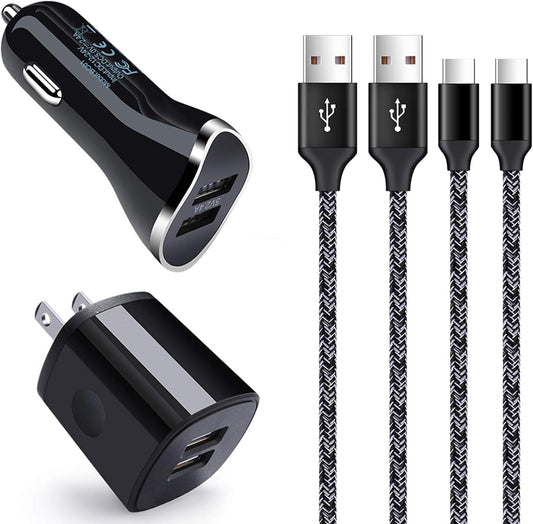 USB Type C Charger Cable for Samsung Galaxy A16 A35 A26 A36 A56 A15 A25 A55 S25 Ultra A14 A54 A13 A23 A53 A32 S23 S22 S21 S20 S10E S10 S9,Android Phone Car Charger Wall Adapter+Fast Charging Cord 6FT